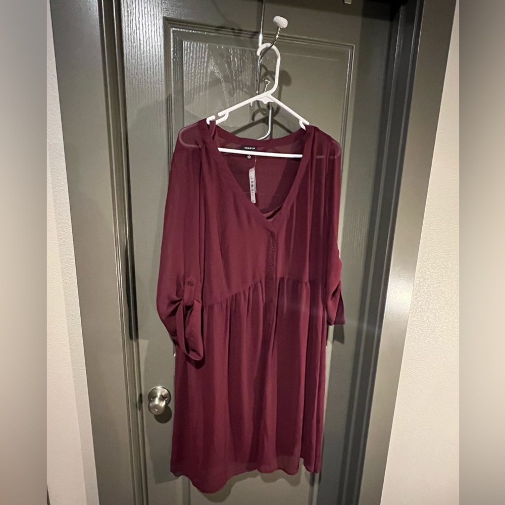 Maroon button down skater style dress from Torrid